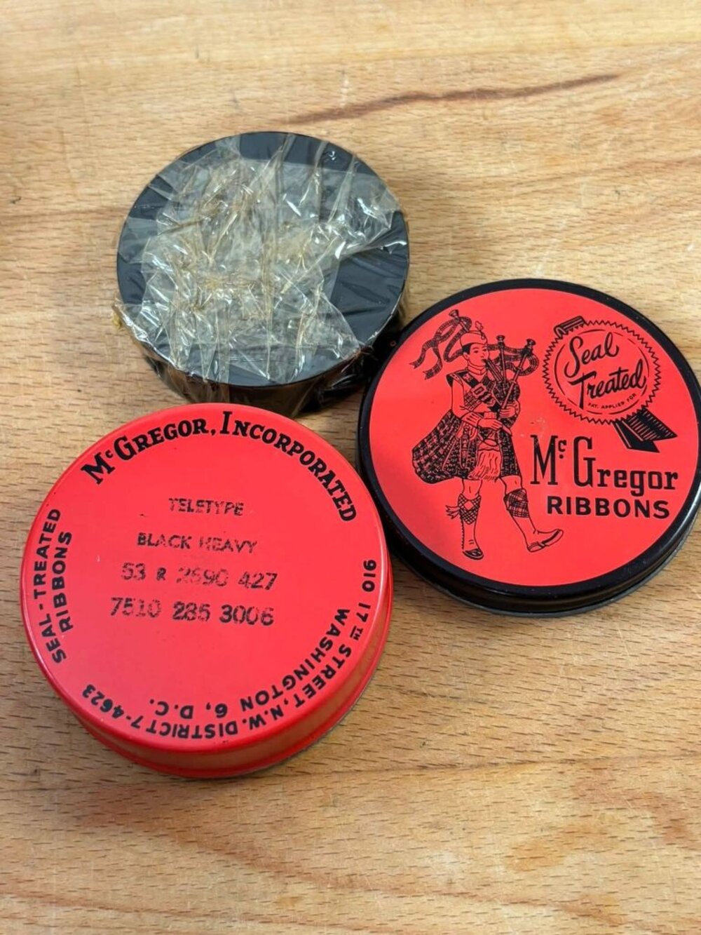Vintage McGregor Teletype Ribbon Black Heavy Seal-Treated Tin NOS Original Ribbo - Picture 2 of 3